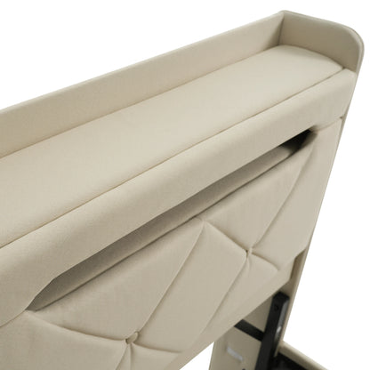 KOMHTOM Doppelbett Leinen, mit USB und Typ C-Port, 360-Surround-LED-Funktion, Hydraulischer Stauraum, ohne Matratze