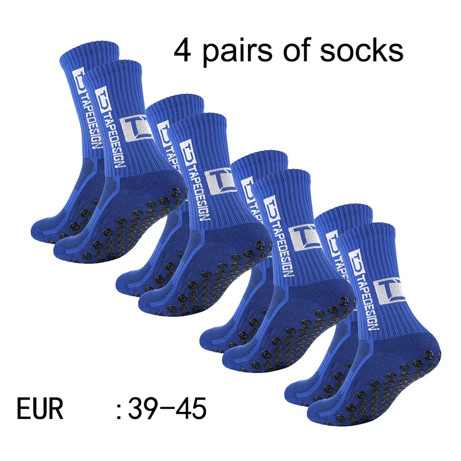 4 pairs of new TC mid tube glued football socks for sports training and competition, non slip and breathable socks.