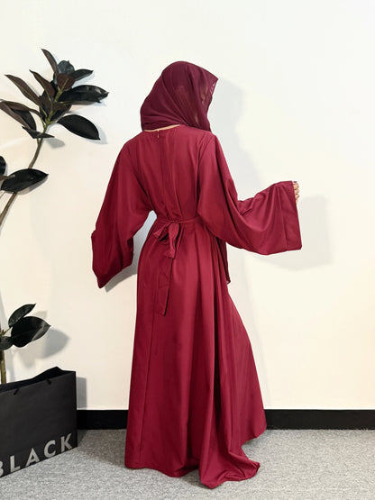 Muslim Abaya Women Kaftan Long Maxi Prayer Dress with Belt Full Sleeve.