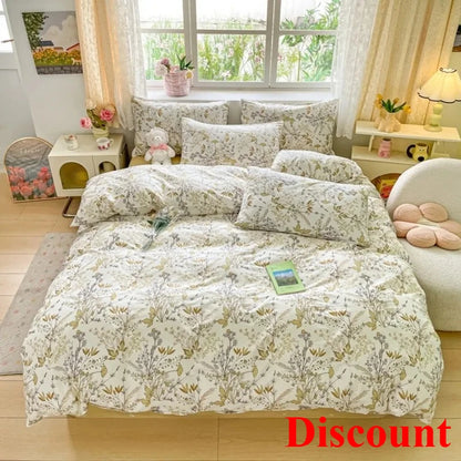 2025 new Cotton Duvet Cover Set with 2 Pillowcases 1 bed sheet - Elegant & Breathable Bedding Set,Fade-Resistant, Multiple Sizes.