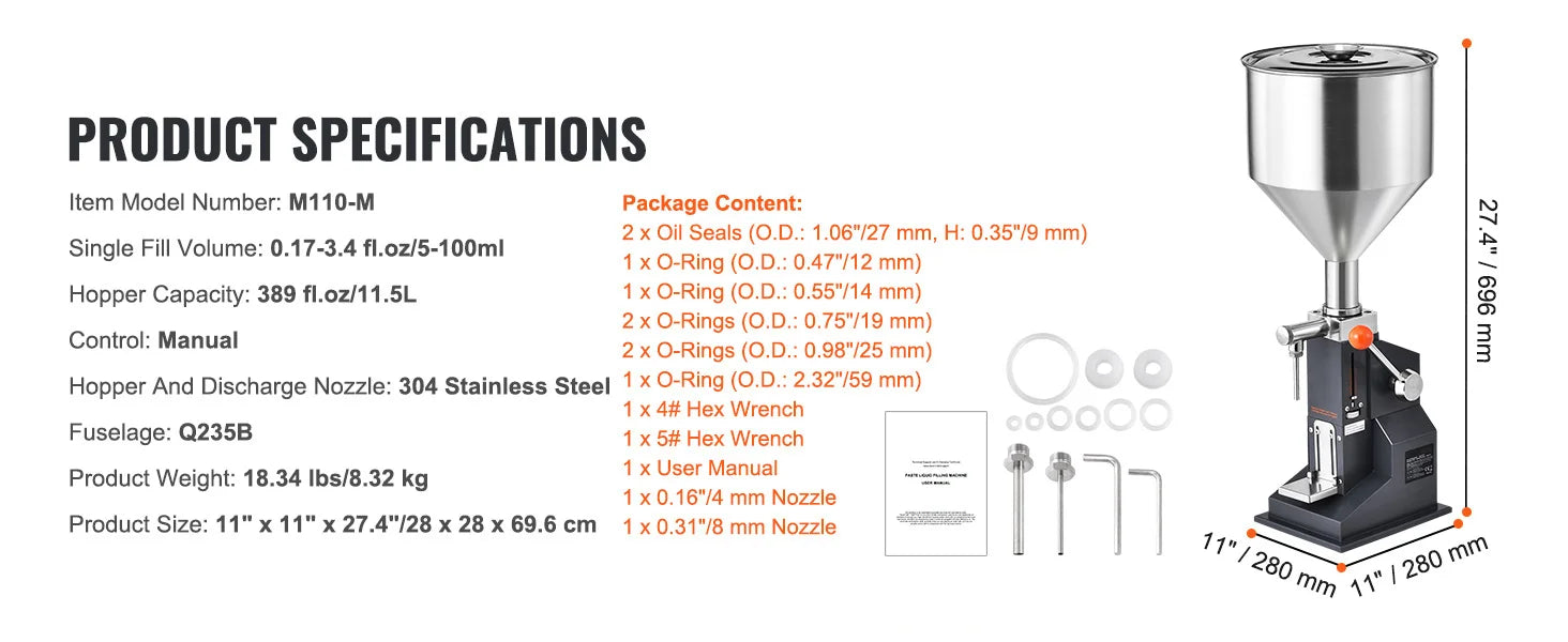 SucceBuy 5-50/100ml A02 Pneumatic/Manual Paste Liquid Filling Machine Bottle Liquid Filler Pedal for Water Juice Cosmetic Milk.