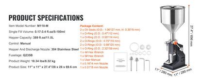 SucceBuy 5-50/100ml A02 Pneumatic/Manual Paste Liquid Filling Machine Bottle Liquid Filler Pedal for Water Juice Cosmetic Milk.