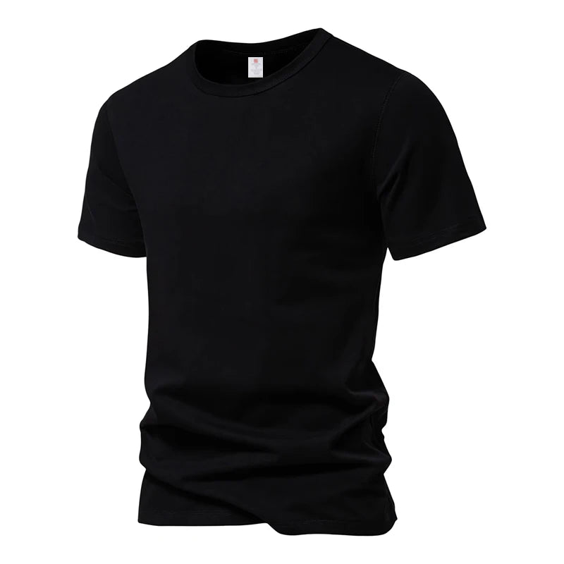 Men's Short Sleeve Basic Top Tees Casual 100% Cotton Regular Fit O-Neck T Shirts Black White Navy Gray.