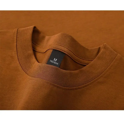 Men's and Women's 600g Heavy Cotton T-shirts Long-staple Pure Cotton Thickened Long-sleeved Three-pin High-gram Weight High-end.