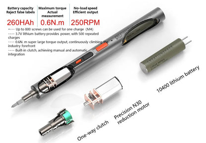 CreationSpace 3,6 V Mini-Elektroschrauber, wiederaufladbarer Schraubendreher-Set mit LED-Licht, 3 Drehmomenteinstellungen, CS0702A, CS701A
