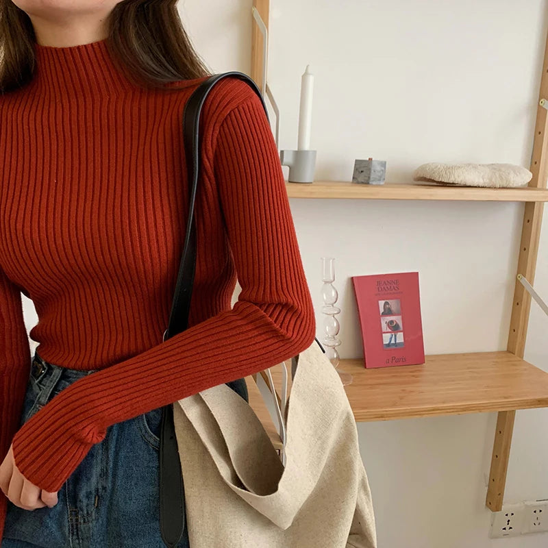 2026 chic Herbst winter Pullover Pullover Frauen Langarm casual rollkragen warme grundlegende Pullover stricken Jumper top