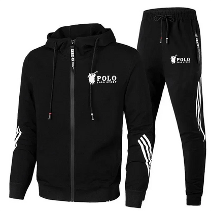 Men's printed zipper hooded sweatshirt + long pants 2-piece set, fashionable sportswear, new product, fitness jogging suit set.