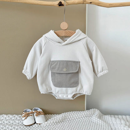 Herbst Neue Baby Minimalistischen Hoodie Lange Ärmel Große Tasche Klettern Kleidung Baby Neugeborenen Artikel Bodys & Einteiler.