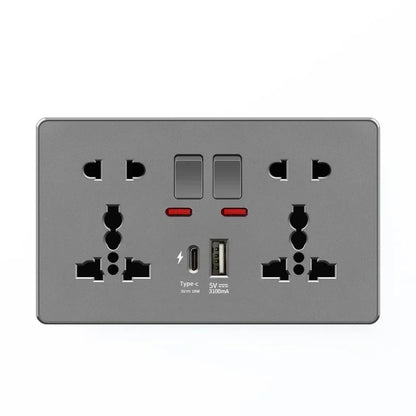 18 W Typ-C-Stecker, Schnellladung, UK 13 A USB-Wandsteckdose, Steckdose mit 3,1 A USB C, universelles Dual-5-Pin-Steckdosenpanel