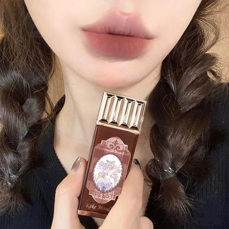 Chocolate Cloud Matte Lipstick Velvet Lip Gloss Brown Red Liquid Lip Glaze Makeup Smooth Long-Lasting Lip Tint Cosmetics.