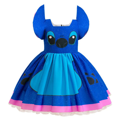 Kinder Lilo und Stitch Rollenspiel Prinzessin Kleid Kinder Bühnenkostüm Mädchen Karneval Halloween Party Cartoon Bekleidung.