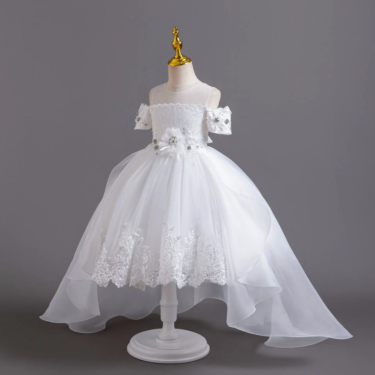 Luxus Perlen Kleider Für Kinder Spitze Schleppende Hochzeit Prinzessin Kleid Für Mädchen Geburtstag Prom Gala Leistung Lange Ballkleid.