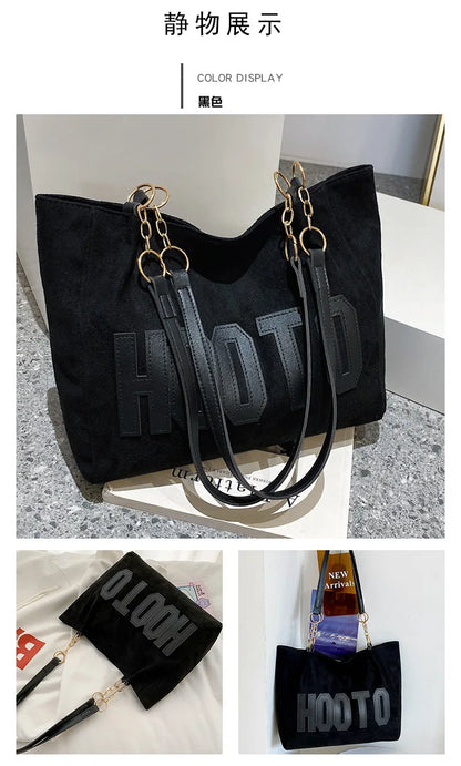 Solid Color Shoulder Bag, Trendy Letters Tote Bag, Canvas Campus Handbag for Women, Office,College,Work,Travel Hand Bags Bolsa