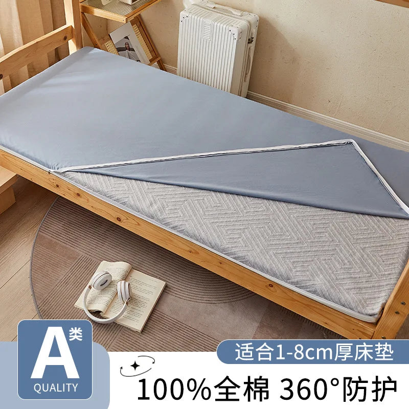 2025 new cotton washed cotton student dormitory mattress cover all-inclusive zipper mattress single piece without filler.