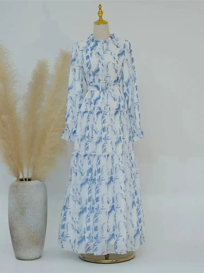 Ramadan Dubai Chiffon Modest Abaya Damen Kebaya Turkey Islam Muslim Long Dress Abayas For Women Kaftans Robe Femme Musulmane.