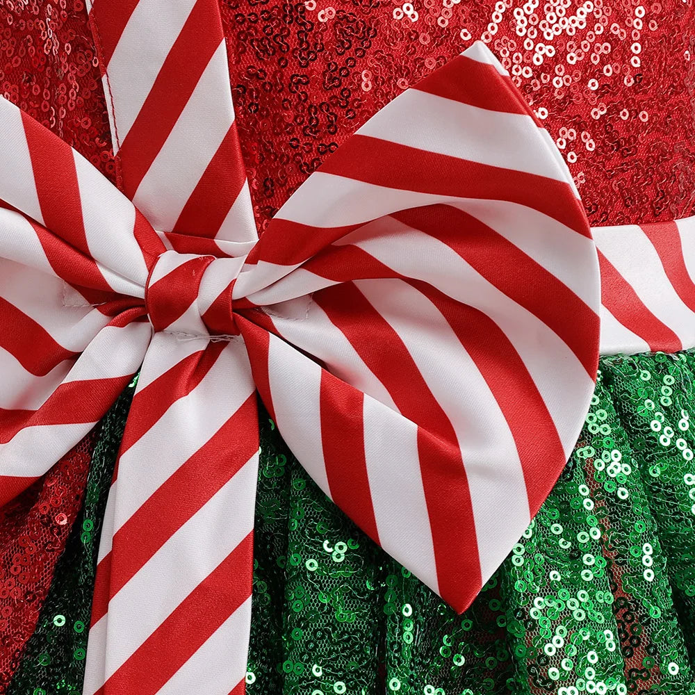 2024 Neujahr Mädchen Weihnachts kleid Kinder Cartoon Schneeflocke Druck Kleid Baby Winter Schneemann Urlaub Mädchen Kinder Kleidung.