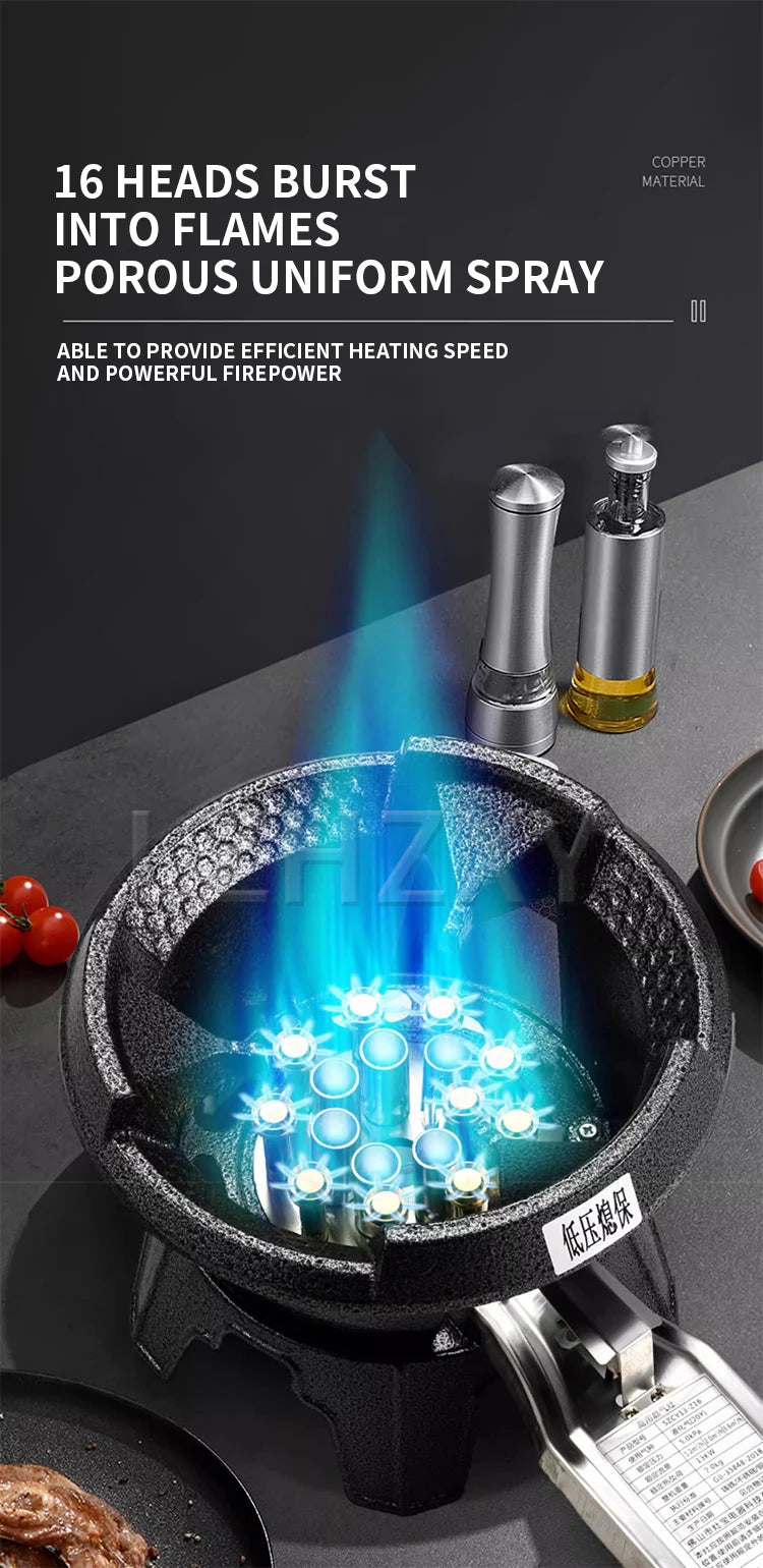 Low-pressure Fierce Fire Gas Stove Commercial Single-hole Liquefied Gas Burner for Hotel Restaurant Energy-saving Gas Cooktop.