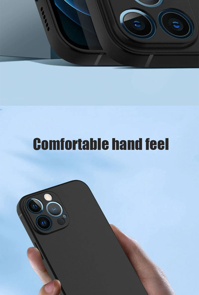 Luxury Black Silicone Matte Phone Case For iPhone 16 15 14 11 12 13 Pro Max 15 Plus 12 Mini 16E Xr X Xs Max Back Cover Soft Case.