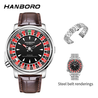 HANBORO men's fully automatic mechanical watch, roulette wheel, roulette wheel, men's watch 1001