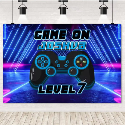 Game On Theme Video Gamer Kids Birthday Party Neon Green Gaming Next Level Up Background Baby Shower Decoration Supplies Props
