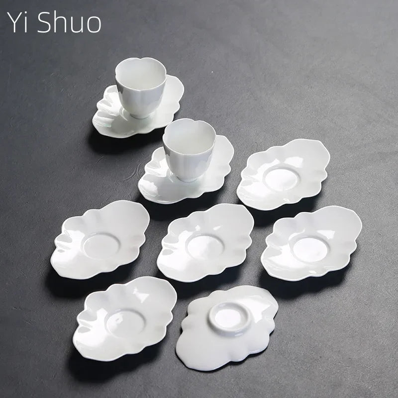 Kong Fu Tea Set with Accessories Japanese Tea Ceremony Creative Ceramic Cha Bei Dian Kombucha Cup Saucer Heat Proof Mat Coaster.