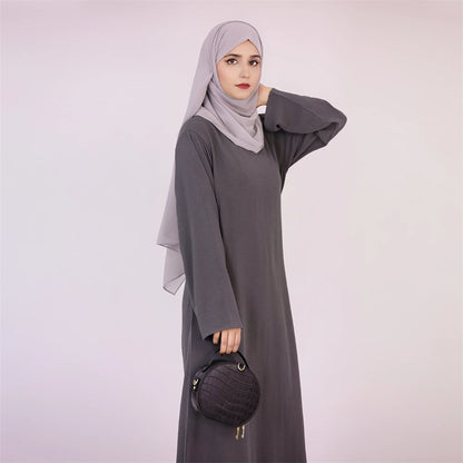 Ramadan Eid Solid Linen Dubai Abaya Turkey Islam Muslim Modest Dress Kaftan Prayer Clothes For Women Kebaya Robe Femme Musulmane.