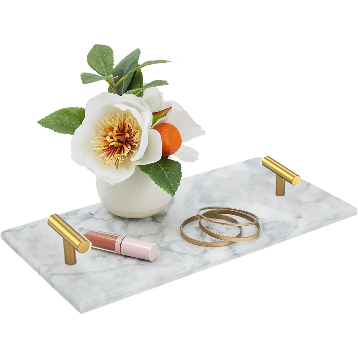 Guest Towel Holder Tray for Bathroom, 100% Natural White Marble Tray - Napkin Storage for-Bathroom, Decorative Vanity Stone Tray.