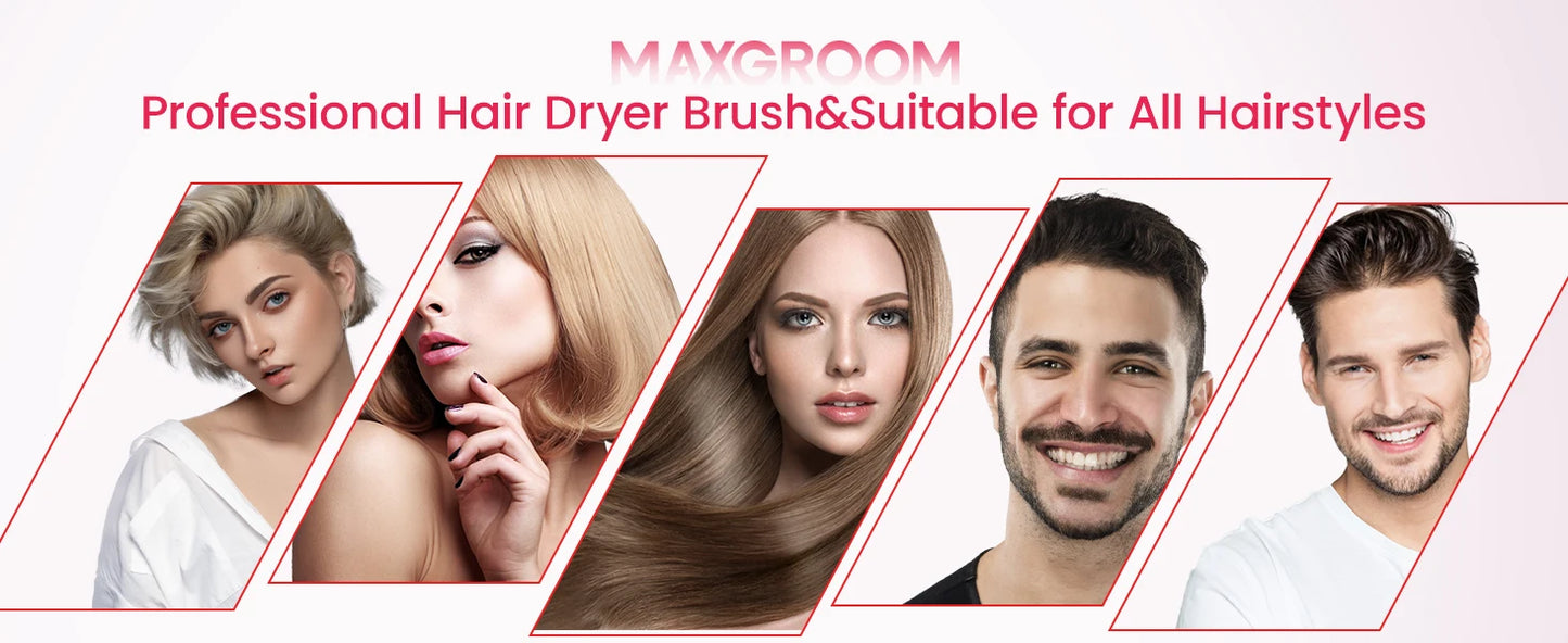 MAXGROOM High-Speed Hair Dryer Brush 110000 RPM Fast Dry Hair Care Styling Blow Dryer Brush Negative Ion HairDryer Multi Styler.