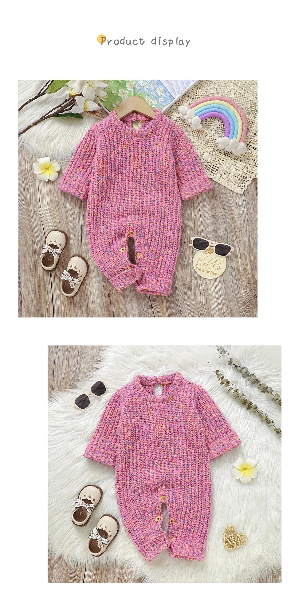 Winter Baby Mädchen Strampler Herbst Rundhals Langarm Gestrickte Neugeborenen Ein Stück Overalls Outfits 0-18m Kleinkind kleidung.