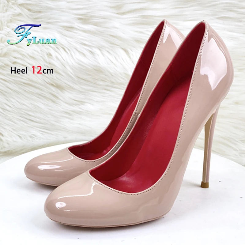 Brand Women Single Shoes 10CM 12CM Super High Heels Fashion Round Toe Stilettos Spring Autumn Female Daily Work Pumps Plus Size