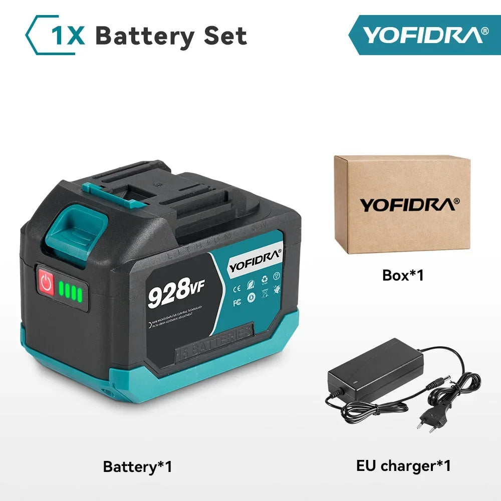 YOFIDRA 388VF 928VF wiederaufladbarer Lithium-Akku, 22500 mAh, 15000 mAh, Li-Ionen-Akku für elektrische Kettensäge, Bohrschlüssel, Elektrowerkzeug
