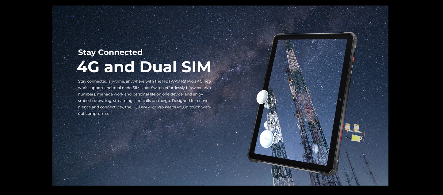 HOTWAV R9 Pro Rugged Tablet Android 14 11" FHD+ 20080mAh Pad 64MP Rear Camera 6GB 256GB Tablet PC With Super Camping light