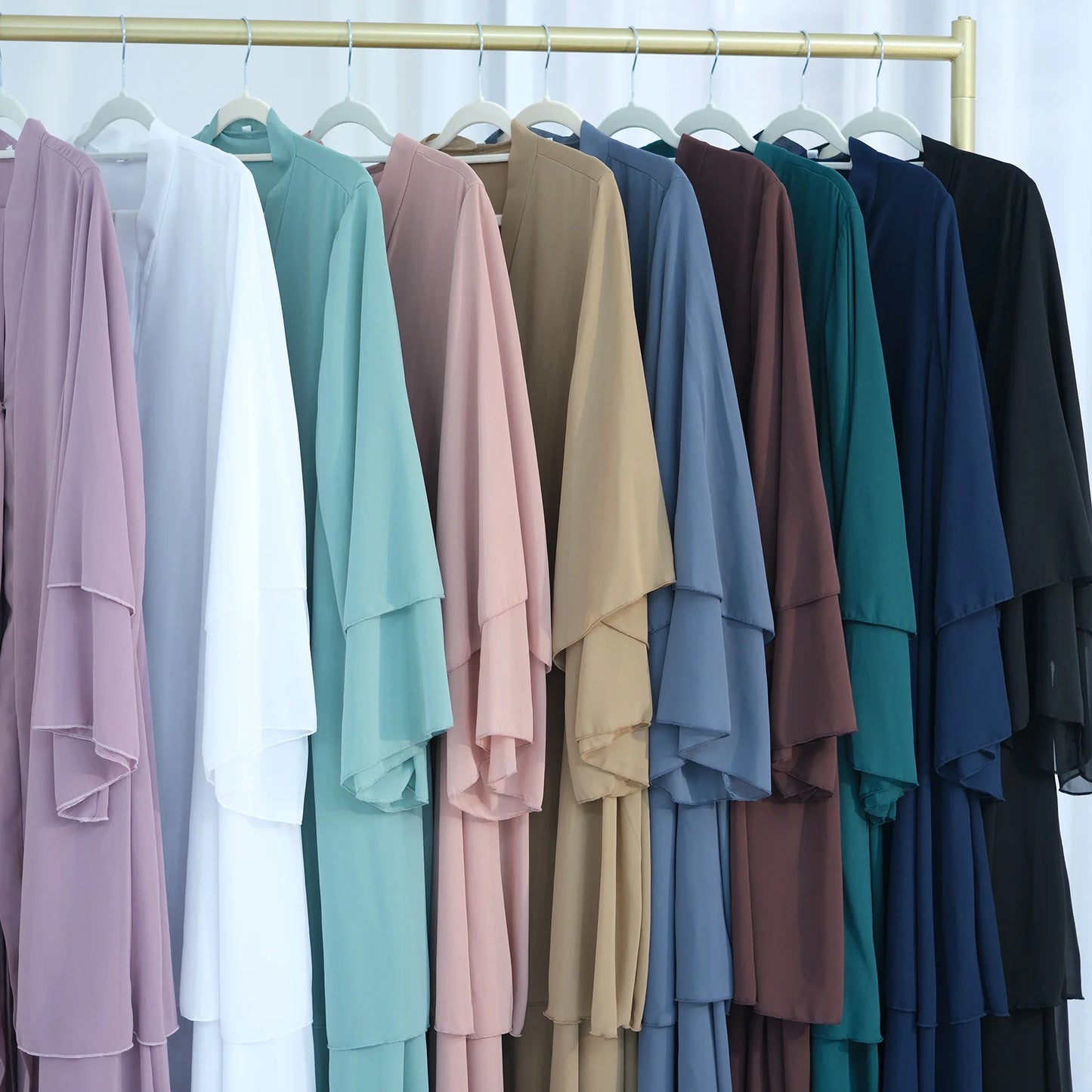 Eid Muslim Abaya for Women Chiffon 3 Layers Cake Party Cardigan Robe Jalabiya Dresses Ramadan Morocco Abayas Kaftan Vestidos