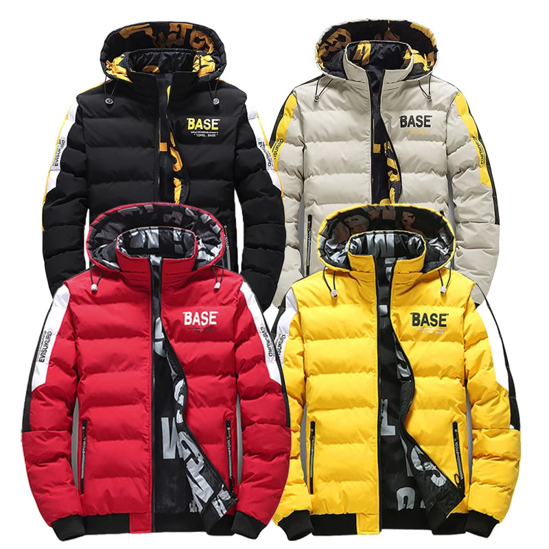 Double Sided Outerwear Men's New Cotton Padded Parkas Men Autumn Winter Jacket Brand Warm Comfortable Down Jacket Removable Hat.