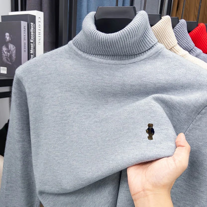 Designer Original Men's Turtleneck Knit Sweater High Neck Pullover Soft Warm Thick Anti-Pilling Casual Business Autumn Winter.