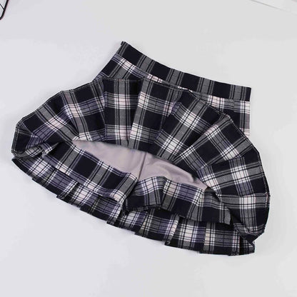 2023 Women A- line Skirt Red Plaid Skirt korean harajuku plaid skirt Spring and Autumn New Pleated High Waist Skirt.