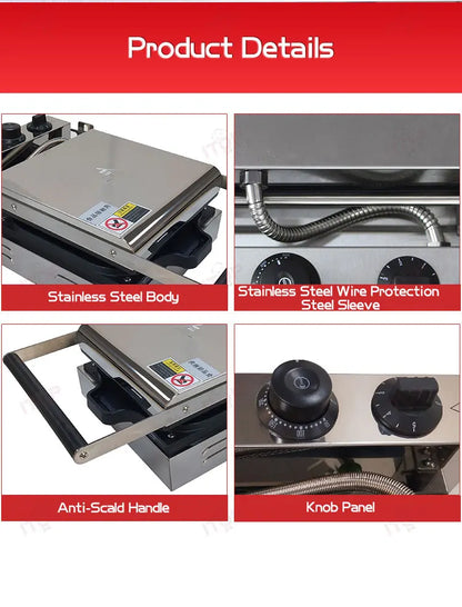 ITOP DM-4P Electric Mini Pizza Waffle Maker Tortilla Waffle Oven 4pcs Round Mold Electric Oven Round Pancake Machine.