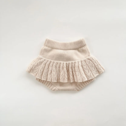 Babykleidungsset 2025, Herbst und Winter, neuer Baby-Strickanzug, Handhaken, Ballpullover + Blasenball-Rock, Hose