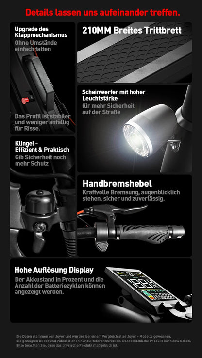 JOYOR T6E PRO (ABE) Adult Electric Scooter 500W Motor 48V26AH Battery E-Mountain Escooter 10" Off-Road Tire Foldable E-Scooter.