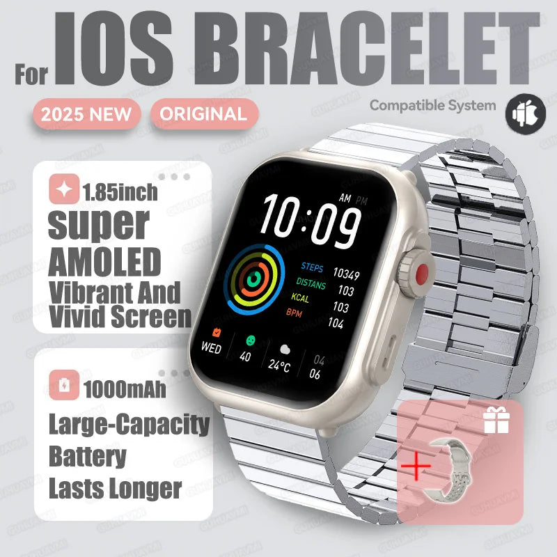 2025New For XIAOMI IOS Watch Ultra2 Smart Watches Women 1000mAh 1.85" AMOLED Full Touch Screen BT Call Ladies Fashion Smartwatch