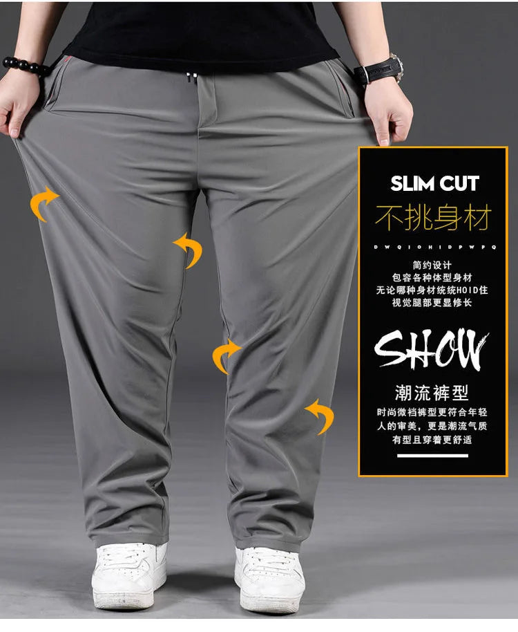 8XL Casual Pants Mens Straight Loose Trousers Men Clothing Elastic Waist Quick Dry Pants Summer Fashion Oversized Joggers Pants.