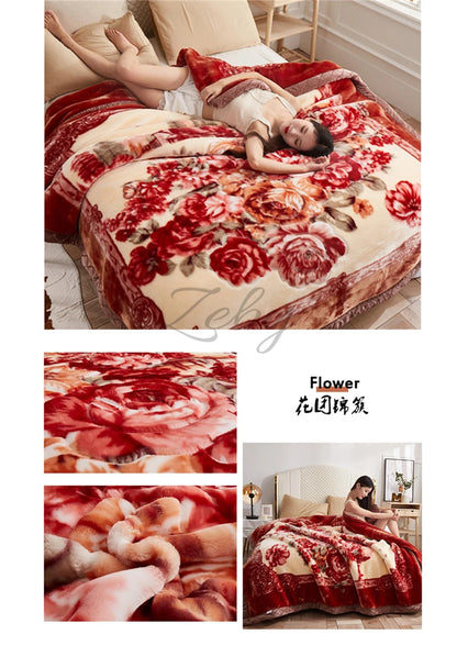 European Style Warm Raschel Blanket for Winter High End Soft Thicken Warmth Weighted Blanket Double Side Flocked Comforter Duvet