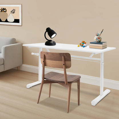 Höhenverstellbarer Schreibtisch, Heimbüro, Schreibtisch, manuell höhenverstellbarer Stehschreibtisch, weiß, 65–90 cm, höhenverstellbar