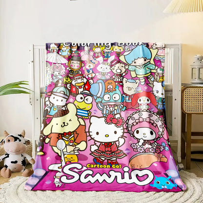 Sanrio HelloKitty Cute HD Printed Flannel Thin Blanket.Four Season Blanket.for Sofa,beds,living Rooms,travel Picnic Blanket Gift