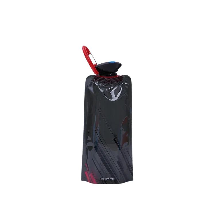 Foldable Water Bottles Flexible Reusable Travel Water Bottle Plastic Water Pouch Soft Flask Water Bag With Carabiner Clip.