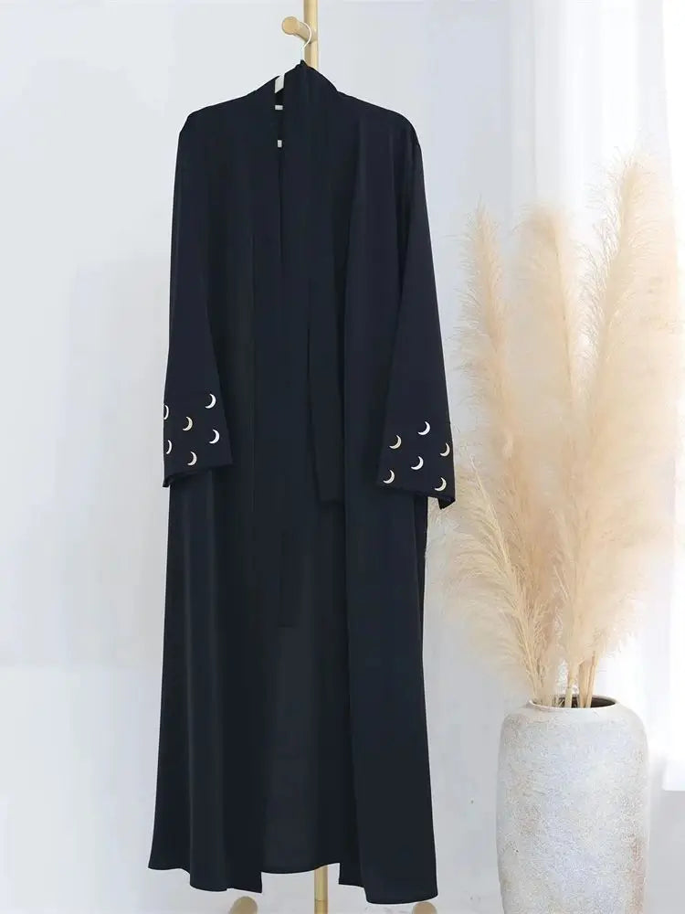 Ramadan Moon Embroidered Abaya Kimono Damen Dubai Luxury 2025 Islam Muslim Kaftan Modest Dress Kebaya Caftan Abayas For Women.