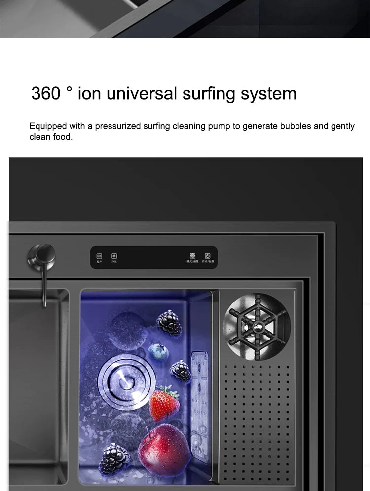 Kitchen Sink Stainless Steel Dishwashing Sink Ultrasonic Sink Dishwasher Multifunctional Intelligent Net Washer For Kitchen