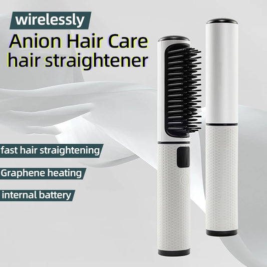 Electric Hot Comb Multi-function Wireless Hair Straightening Comb Negative Ion Anti Hot Styling Tool Hair Straightening Brush.