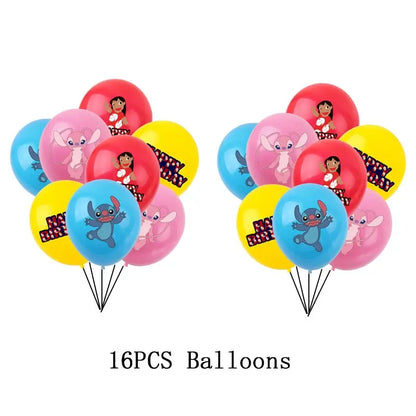 Disney Lilo Stitch Geburtstag Party Dekoration Kinder Stitch Thema Geschirr Set Engel Luftballons Happy Banner Zubehör für Mädchen zugunsten