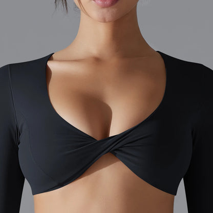 Yoga Long Sleeve Slim Sexy Breathable Quick Drying Sport Brassiere Gym Push Up Shockproof High Intensity Pilates Clothes Women